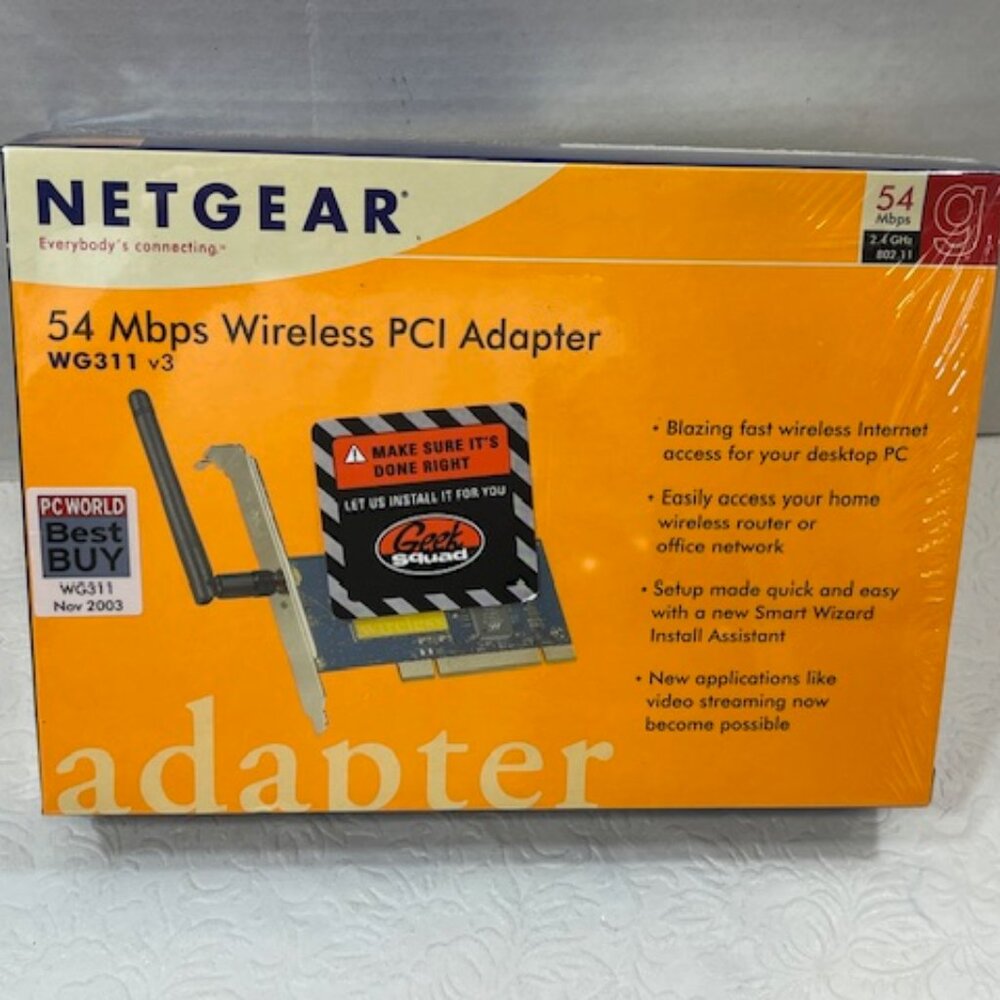 New Netgear 54 Mbps Wireless PCI Adapter WG 311 v3 Sealed Box